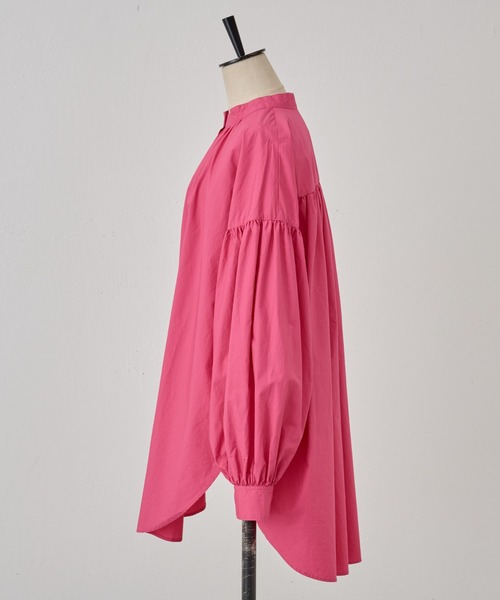 ★美品★BEARDSLEY シャツブルゾン 衿ギャザー　Fサイズ BEARDSLEY ブラウス シャツ シフォンデニムギャザーシャツ