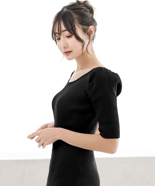 Julia Boutique(ジュリアブティック)の「ロング丈パワショルマーメイドニットワンピース/23025(ワンピース・レディース・ブラック/ピンク/アイボリー・LONG)」の8枚目の写真