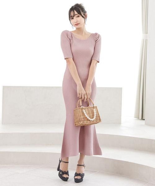 Julia Boutique(ジュリアブティック)の「ロング丈パワショルマーメイドニットワンピース/23025(ワンピース・レディース・ブラック/ピンク/アイボリー・LONG)」の10枚目の写真