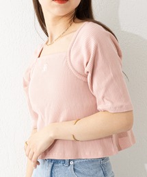 【2023SS】パット付胸刺繍スクエアチビT