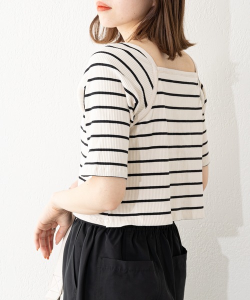 セール】【2023SS】パット付胸刺繍スクエアチビT（Tシャツ