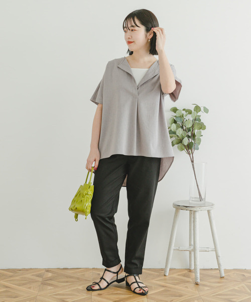 ITEMS URBANRESEARCH（アイテムズ アーバンリサーチ）の「リネン混イージーパンツ（その他パンツ・レディース・モカ/グリーン/グレー系その他/ブラック・SMALL/MEDIUM）」の8枚目の写真