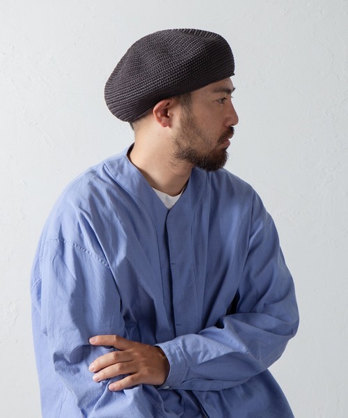 RACAL（ラカル）の「Gima Cotton Knit Beret / ギマコットンニットベレー（ハンチング/ベレー帽・メンズ・チャコールグレー/ブルーグレー/ブラック/アイボリー/オリーブ・LARGE/MEDIUM）」の4枚目の写真