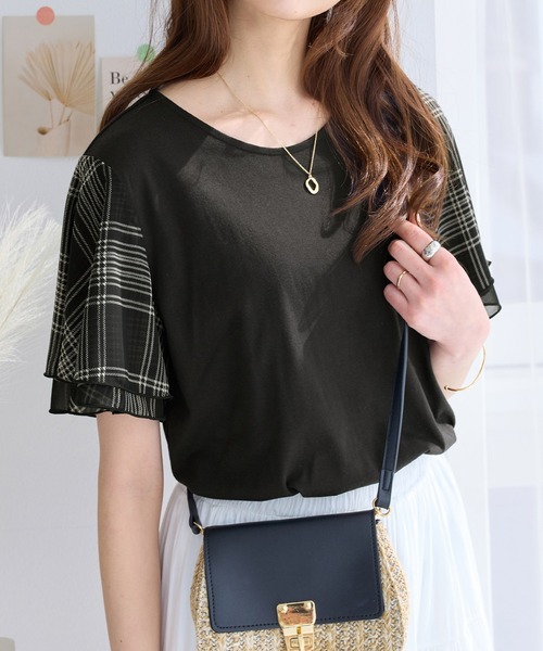 袖シフォンゆるＴシャツ