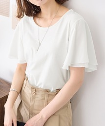Viola e Viola（ヴィオラエヴィオラ）の「袖シフォンゆるＴシャツ（Tシャツ/カットソー）」