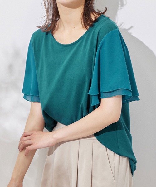 袖シフォンゆるＴシャツ