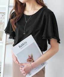 Viola e Viola（ヴィオラエヴィオラ）の「袖シフォンゆるＴシャツ（Tシャツ/カットソー）」