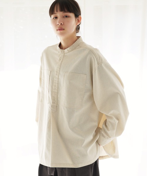 Air Tokyo(エアートウキョー)の「スタンドカラー グランパシャツ(シャツ/ブラウス・メンズ・ネイビー/アイボリー・MEDIUM/LARGE)」の2枚目の写真