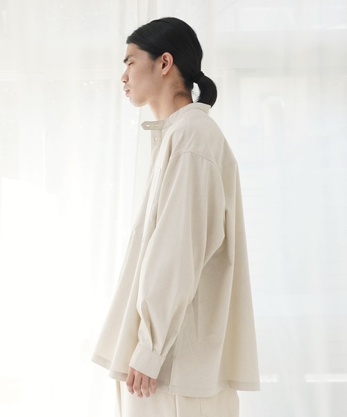 Air Tokyo(エアートウキョー)の「スタンドカラー グランパシャツ(シャツ/ブラウス・メンズ・ネイビー/アイボリー・MEDIUM/LARGE)」の6枚目の写真