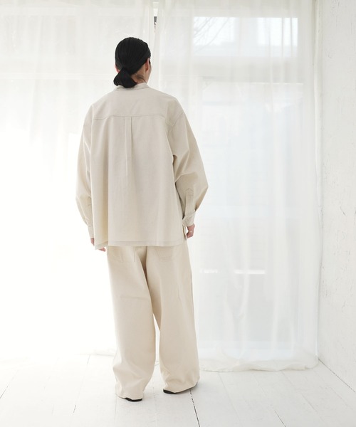 Air Tokyo(エアートウキョー)の「スタンドカラー グランパシャツ(シャツ/ブラウス・メンズ・ネイビー/アイボリー・MEDIUM/LARGE)」の4枚目の写真