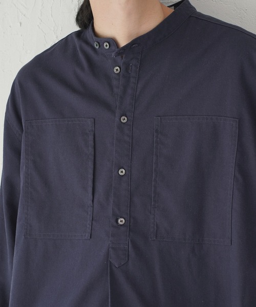 Air Tokyo(エアートウキョー)の「スタンドカラー グランパシャツ(シャツ/ブラウス・メンズ・ネイビー/アイボリー・MEDIUM/LARGE)」の13枚目の写真