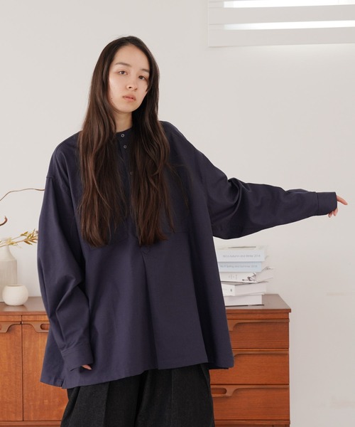 Air Tokyo(エアートウキョー)の「スタンドカラー グランパシャツ(シャツ/ブラウス・メンズ・ネイビー/アイボリー・MEDIUM/LARGE)」の22枚目の写真