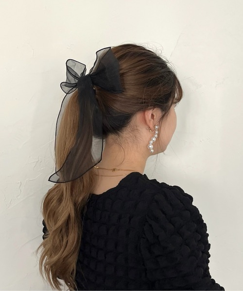 prose verse（プロズヴェール）の「シアーリボンヘアゴム（ヘアゴム・レディース・ブラック・ﾌﾘ-）」の3枚目の写真