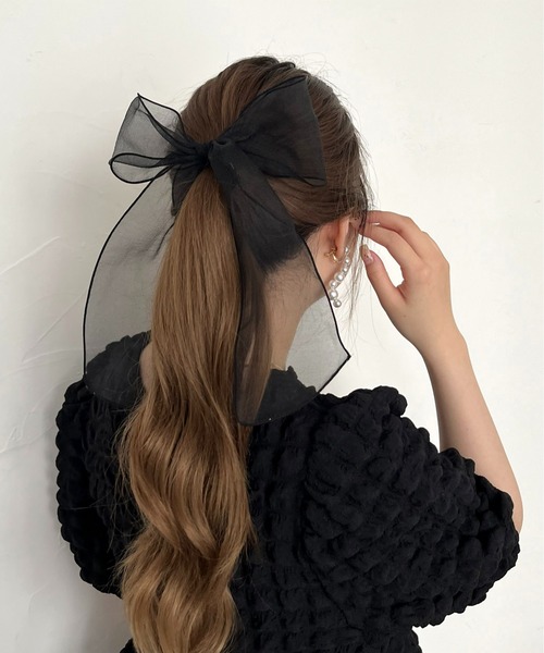 prose verse（プロズヴェール）の「シアーリボンヘアゴム（ヘアゴム・レディース・ブラック・ﾌﾘ-）」の4枚目の写真