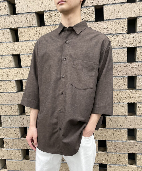 COMME CA ISM(コムサイズム)の「7分袖 リネン混 シャツ(シャツ/ブラウス・メンズ・カーキ/ダークブラウン/ホワイト/ネイビー・LARGE/MEDIUM)」の13枚目の写真