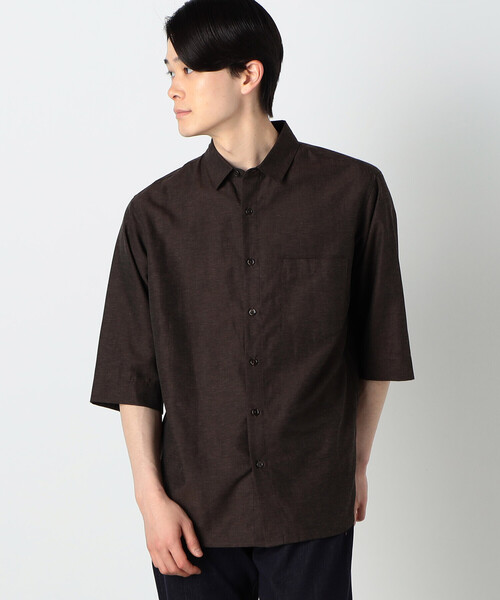 COMME CA ISM(コムサイズム)の「7分袖 リネン混 シャツ(シャツ/ブラウス・メンズ・カーキ/ダークブラウン/ホワイト/ネイビー・LARGE/MEDIUM)」の3枚目の写真