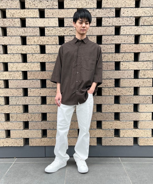 COMME CA ISM(コムサイズム)の「7分袖 リネン混 シャツ(シャツ/ブラウス・メンズ・カーキ/ダークブラウン/ホワイト/ネイビー・LARGE/MEDIUM)」の6枚目の写真