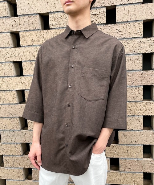 COMME CA ISM(コムサイズム)の「7分袖 リネン混 シャツ(シャツ/ブラウス・メンズ・カーキ/ダークブラウン/ホワイト/ネイビー・LARGE/MEDIUM)」の7枚目の写真