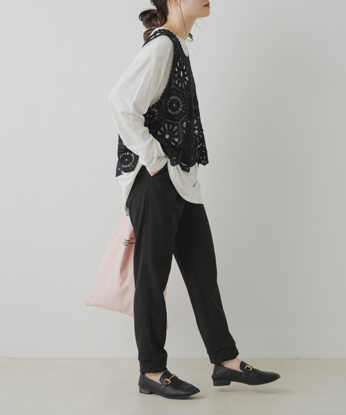 PUAL CE CIN（ピュアルセシン）の「【Du noir】裾アクセントイージーパンツ（その他パンツ・レディース・カーキ/ブラック・FREE）」の4枚目の写真