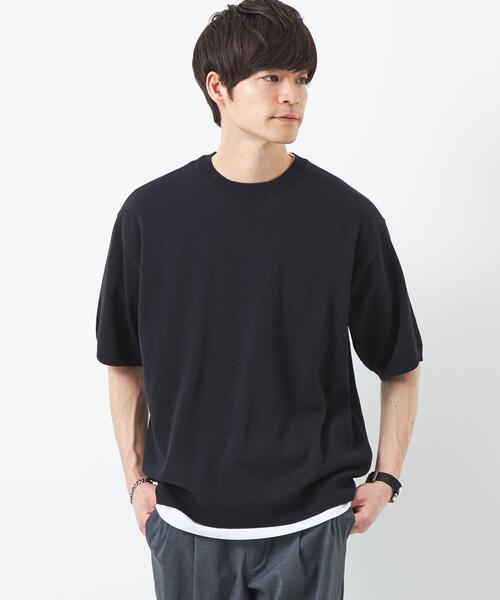 green label relaxing（グリーンレーベルリラクシング）の「コットン アクリル テンジク レイヤード Tシャツ（ニット/セーター・メンズ・ライトグレー/ライトブルー/ブラック・XL/L/S/M）」の2枚目の写真