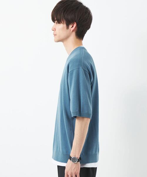 green label relaxing（グリーンレーベルリラクシング）の「コットン アクリル テンジク レイヤード Tシャツ（ニット/セーター・メンズ・ライトグレー/ライトブルー/ブラック・XL/L/S/M）」の5枚目の写真