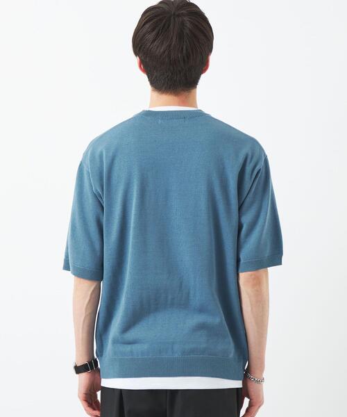 green label relaxing（グリーンレーベルリラクシング）の「コットン アクリル テンジク レイヤード Tシャツ（ニット/セーター・メンズ・ライトグレー/ライトブルー/ブラック・XL/L/S/M）」の6枚目の写真
