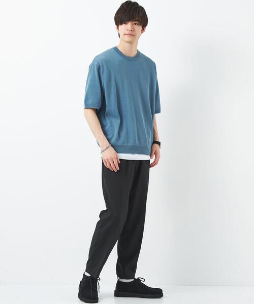 green label relaxing（グリーンレーベルリラクシング）の「コットン アクリル テンジク レイヤード Tシャツ（ニット/セーター・メンズ・ライトグレー/ライトブルー/ブラック・XL/L/S/M）」の7枚目の写真