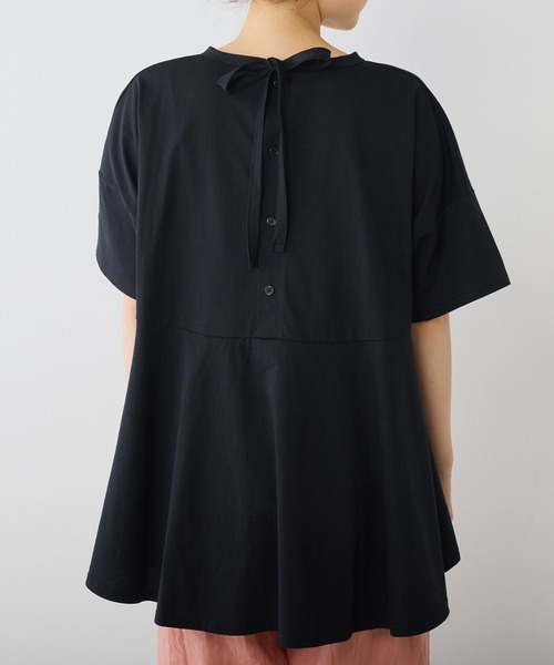 ピウム Tシャツ バックリボンデザイン PUAL CE CIN（ピュアルセシン）の「【Du noir】バックリボン