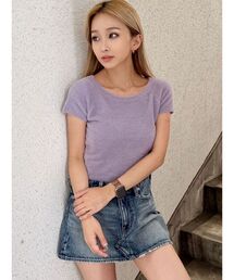 シャギーハーフスリーブニットTOPS