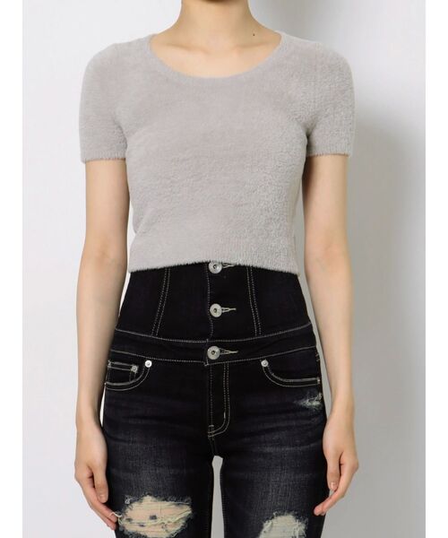 GYDA(ジェイダ)の「シャギーハーフスリーブニットTOPS(ニット/セーター・レディース・ベージュ/パープル/オフホワイト・FREE)」の13枚目の写真