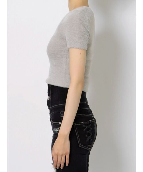 GYDA(ジェイダ)の「シャギーハーフスリーブニットTOPS(ニット/セーター・レディース・ベージュ/パープル/オフホワイト・FREE)」の12枚目の写真