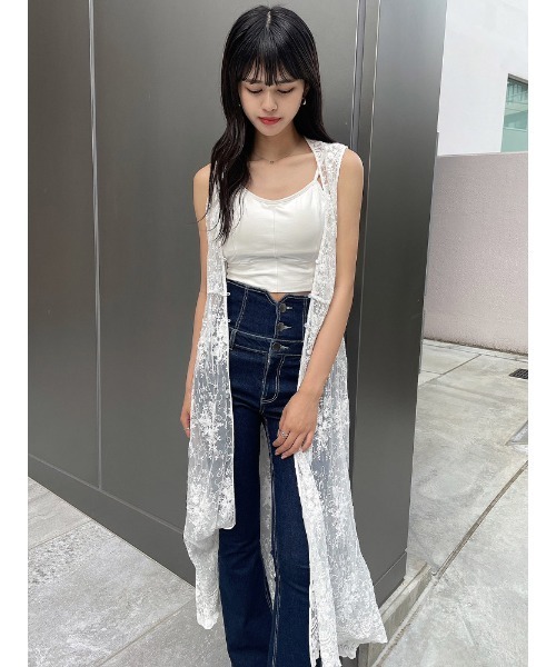 ENVYM（アンビー）の「LACEロングガウン（カーディガン/ボレロ・レディース・ホワイト/ブラック・FREE）」の15枚目の写真