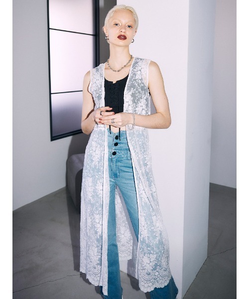 ENVYM（アンビー）の「LACEロングガウン（カーディガン/ボレロ・レディース・ホワイト/ブラック・FREE）」の19枚目の写真