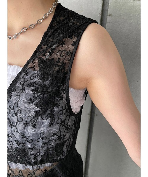 ENVYM（アンビー）の「LACEロングガウン（カーディガン/ボレロ・レディース・ホワイト/ブラック・FREE）」の8枚目の写真