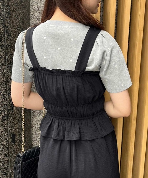 one after another NICE CLAUP（ワンアフターアナザーナイスクラップ）の「ハート刺繍パフスリーブニット（ニット/セーター・レディース・ブラック/アイボリー/杢グレー・FREE）」の13枚目の写真