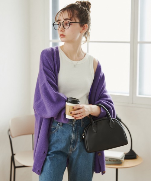 ANGIE（アンジー）の「オーバーサイズ Vネック ニットカーディガン（カーディガン/ボレロ・レディース・ブラック/パープル/ライム/イエロー/オレンジ/ネイビー/ブルー/杢グレー/サックスブルー/アイボリー/ライトグレー・FREE）」の18枚目の写真