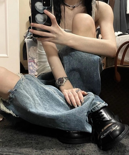 MGV（エムジーヴィー）の「ストリートダメージルーズデニム（デニムパンツ・レディース・ブルー・MEDIUM/LARGE/X-LARGE）」の7枚目の写真