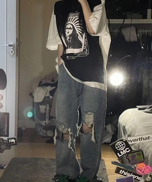 MGV（エムジーヴィー）の「ストリートダメージルーズデニム（デニムパンツ・レディース・ブルー・MEDIUM/LARGE/X-LARGE）」の5枚目の写真