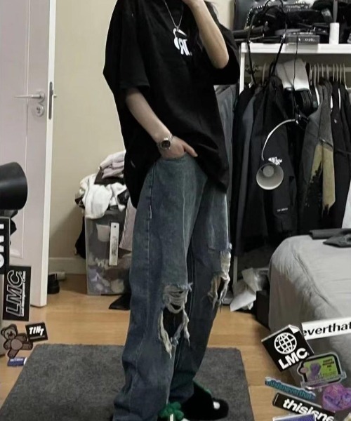 MGV（エムジーヴィー）の「ストリートダメージルーズデニム（デニムパンツ・レディース・ブルー・MEDIUM/LARGE/X-LARGE）」の6枚目の写真