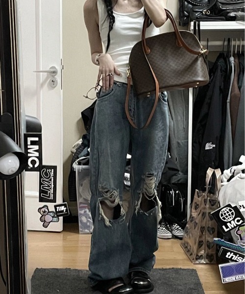 MGV（エムジーヴィー）の「ストリートダメージルーズデニム（デニムパンツ・レディース・ブルー・MEDIUM/LARGE/X-LARGE）」の12枚目の写真