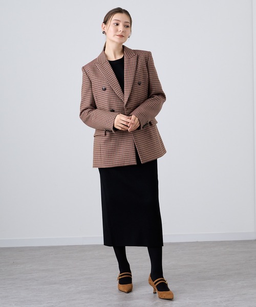 ANAYI（アナイ）の「ピンクグレンチェックダブル ジャケット