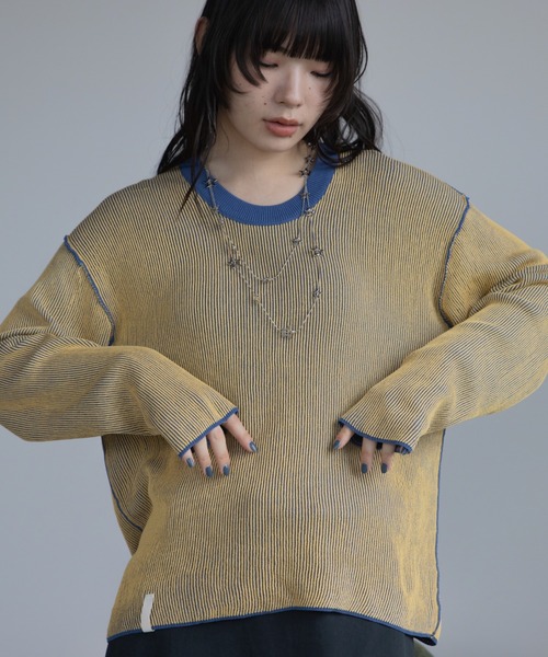 プレーティング配色リブトップス/ユニセックス（Tシャツ/カットソー）｜VACANCY（ヴァカンシー）