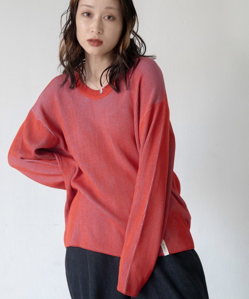 VACANCY（ヴァカンシー）の「プレーティング配色リブトップス/ユニセックス/新色追加（Tシャツ/カットソー・レディース・グリーン/オレンジ/ブルー/ブラック/ダークブルー/ボルドー/パープル/カーキ/ダークグリーン/イエロー・FREE）」の10枚目の写真