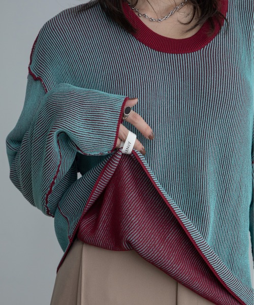 VACANCY（ヴァカンシー）の「プレーティング配色リブトップス/ユニセックス/新色追加（Tシャツ/カットソー・レディース・グリーン/オレンジ/ブルー/ブラック/ダークブルー/ボルドー/パープル/カーキ/ダークグリーン/イエロー・FREE）」の9枚目の写真