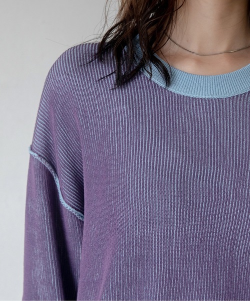 VACANCY（ヴァカンシー）の「プレーティング配色リブトップス/ユニセックス/新色追加（Tシャツ/カットソー・レディース・グリーン/オレンジ/ブルー/ブラック/ダークブルー/ボルドー/パープル/カーキ/ダークグリーン/イエロー・FREE）」の16枚目の写真