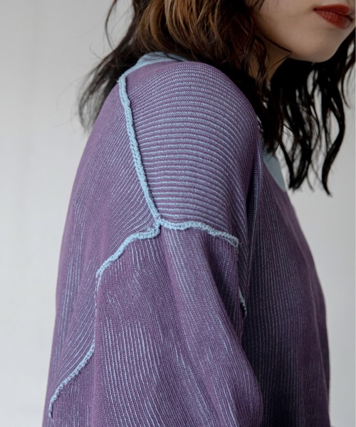 VACANCY（ヴァカンシー）の「プレーティング配色リブトップス/ユニセックス/新色追加（Tシャツ/カットソー・レディース・グリーン/オレンジ/ブルー/ブラック/ダークブルー/ボルドー/パープル/カーキ/ダークグリーン/イエロー・FREE）」の19枚目の写真