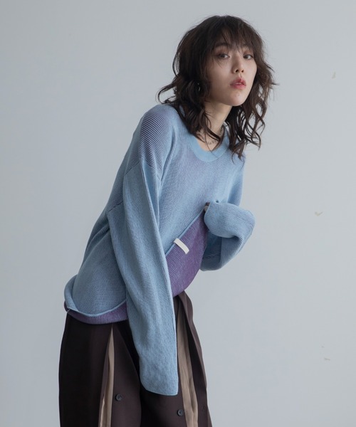 VACANCY（ヴァカンシー）の「プレーティング配色リブトップス/ユニセックス/新色追加（Tシャツ/カットソー・レディース・グリーン/オレンジ/ブルー/ブラック/ダークブルー/ボルドー/パープル/カーキ/ダークグリーン/イエロー・FREE）」の21枚目の写真