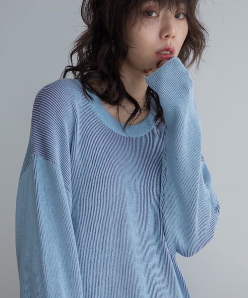 VACANCY（ヴァカンシー）の「プレーティング配色リブトップス/ユニセックス/新色追加（Tシャツ/カットソー・レディース・グリーン/オレンジ/ブルー/ブラック/ダークブルー/ボルドー/パープル/カーキ/ダークグリーン/イエロー・FREE）」の20枚目の写真