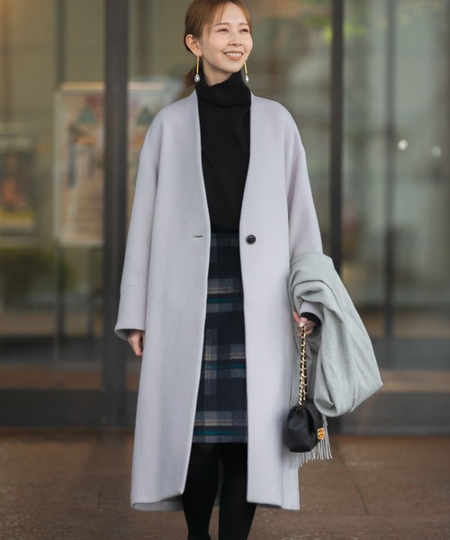 URBAN RESEARCH ROSSO WOMEN（アーバンリサーチ　ロッソ）の「スーパー140ビーバーVネックロングコート（その他アウター・レディース・イエロー系その他/チャコールグレー/グレー系その他・36/38）」の17枚目の写真