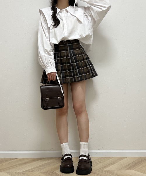 Cham.（チャム）の「プリーツチェックスカート（スカート・レディース・ブラウン・F）」の13枚目の写真
